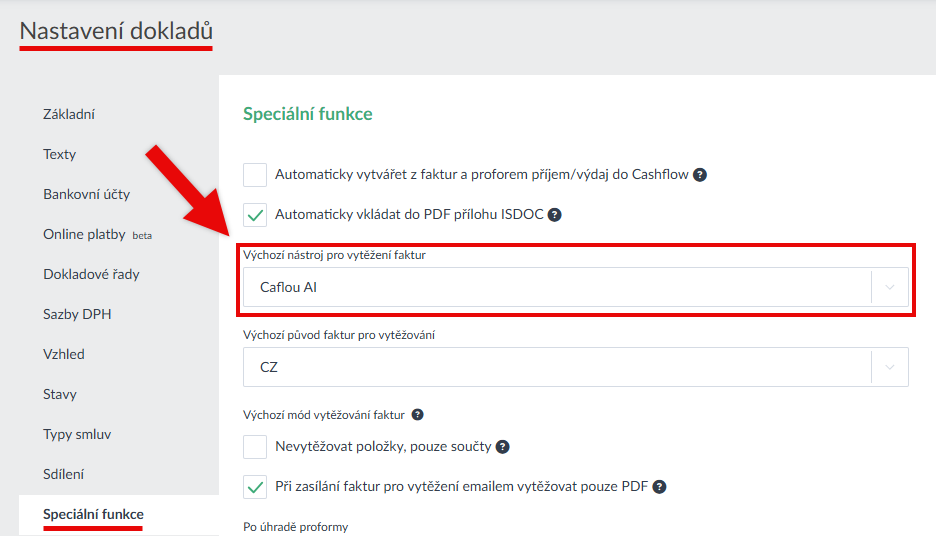 Caflou AI - výchozí nástroj pro vytěžování faktur