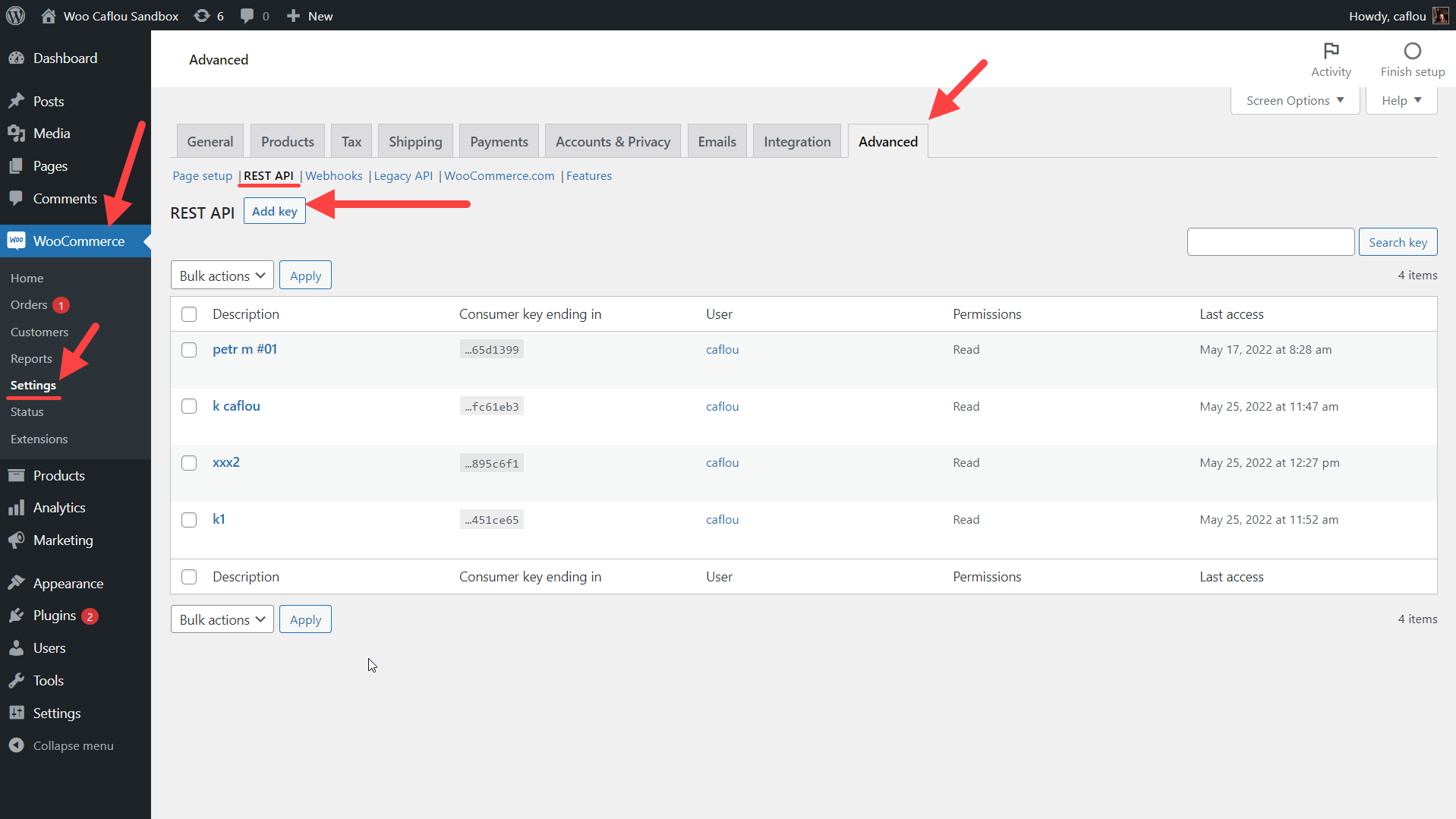 WooCommerce - API credentials - 01